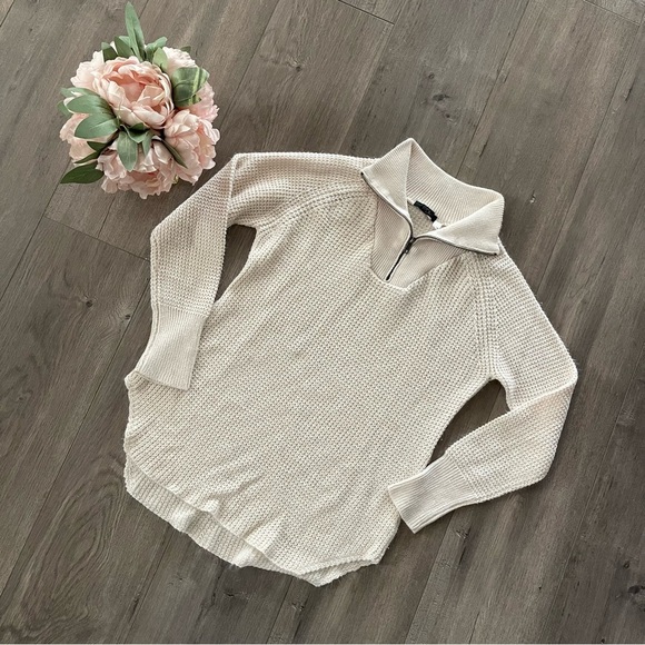 Nordstrom RDI Cream Knit Quarter Zip Pullover - Picture 1 of 5